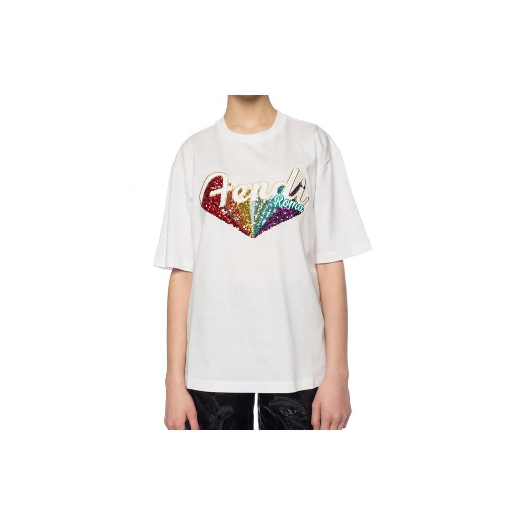 Kaos Pendek FENDI dengan Motif Gambar/Cetak, Cocok untuk Pria dan WanitaF-31