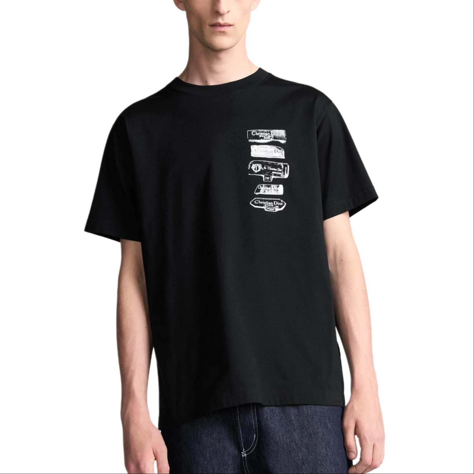 Kaos Pendek DIOR dengan Motif Gambar/Cetak, Cocok untuk Pria dan Wanita  -D-19